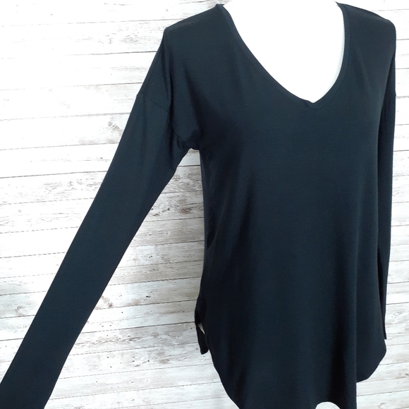 INC Soft Long Sleeved Top S Round Bottom Hi Lo Hem 880 - Picture 2 of 7